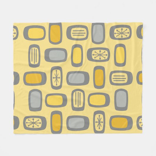 Middeleeuwse MCM afgeronde rechthoeken Geel grijs Fleece Deken (Voorkant (Horizontaal))