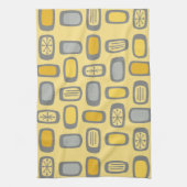 Middeleeuwse MCM afgeronde rechthoeken Geel grijs Theedoek (Verticaal)