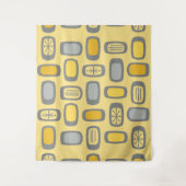 Middeleeuwse MCM afgeronde rechthoeken Geel grijs Wandkleed (Voorkant)