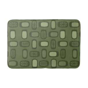 Middeleeuwse MCM afgeronde rechthoeken Olive Green Badmat