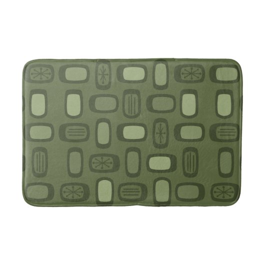 Middeleeuwse MCM afgeronde rechthoeken Olive Green Badmat (Voorkant)