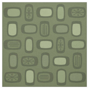 Middeleeuwse MCM afgeronde rechthoeken Olive Green Stof