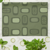 Middeleeuwse MCM afgeronde rechthoeken Olive Green Theedoek (Gevouwen)