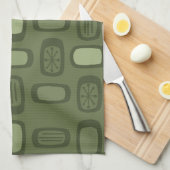 Middeleeuwse MCM afgeronde rechthoeken Olive Green Theedoek (Quarter Fold)