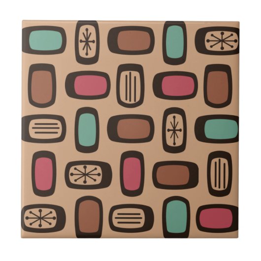 Middeleeuwse MCM Ronde Rechthoeken kerstkoekjes Tegeltje (Voorkant)