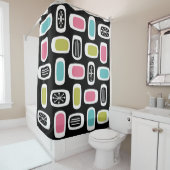 Middeleeuwse MCM Ronde rechthoeken zwart, kleurrij Douchegordijn (In situ)