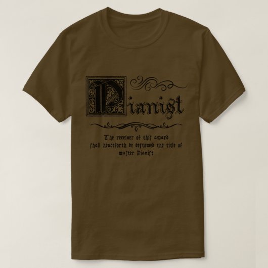 Middeleeuwse Meester Pianist T-shirt (Design voorkant)