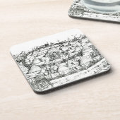 Middeleeuwse militaire kamp, uit een boek, pub. 18 onderzetter (Linkerzijde)