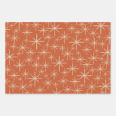 Middeleeuwse Mod Retro Starbursts Oranje Blauwgroe Inpakpapier Vel (Voorkant)