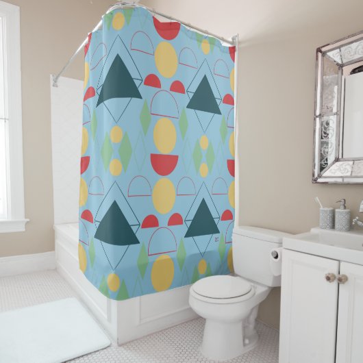 Middeleeuwse modder blauw douchegordijn (In situ)