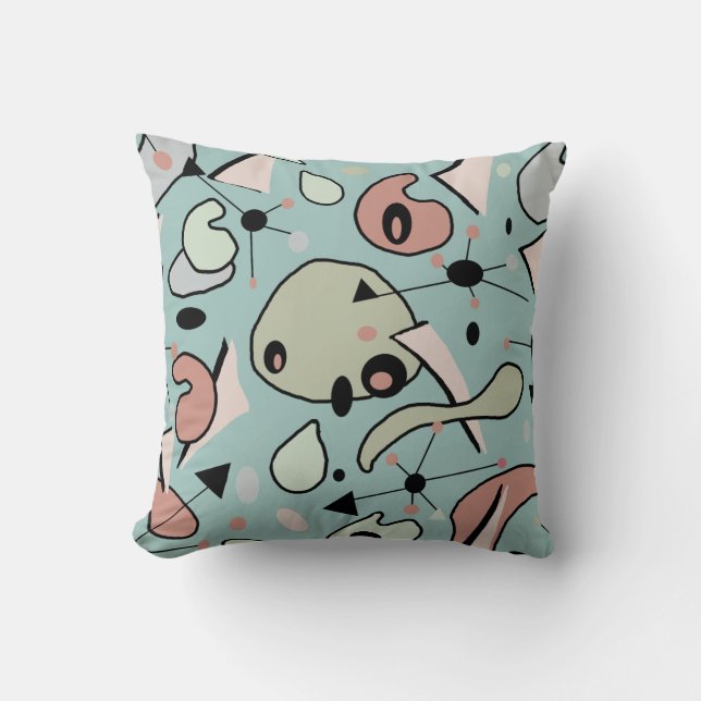 Middeleeuwse moderne 1950s atomaire en niervorm kussen (Voorkant)