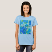 Middeleeuwse Moderne Abstracte, Aqua & Cerulean Bl T-shirt (Voorkant volledig)
