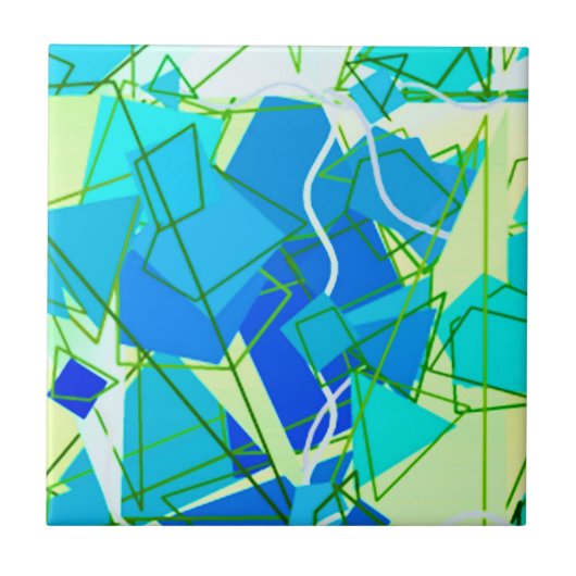 Middeleeuwse Moderne Abstracte, Aqua & Cerulean Bl Tegeltje (Voorkant)