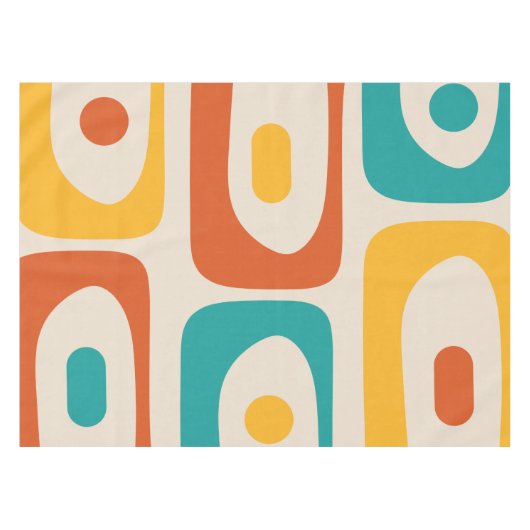 Middeleeuwse moderne, Abstracte, Blauwgroen en Ora Tafelkleed (Voorkant (Horizontaal))