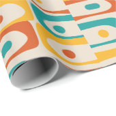 Middeleeuwse moderne, Abstracte Blauwgroen Oranje Cadeaupapier (Rol Hoek)