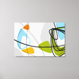 Middeleeuwse moderne Abstracte kalkgroene Oranje b Canvas Afdruk