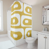 Middeleeuwse, moderne, Abstracte mosterd en wit Douchegordijn (In situ)