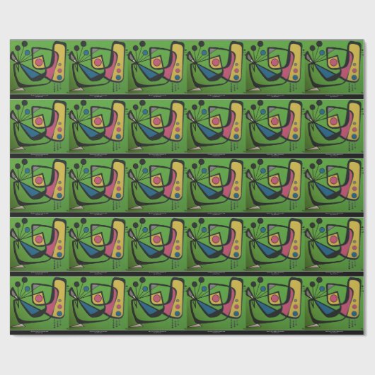 'Middeleeuwse moderne Abstracte num 4' op een Cadeaupapier (Vlak)