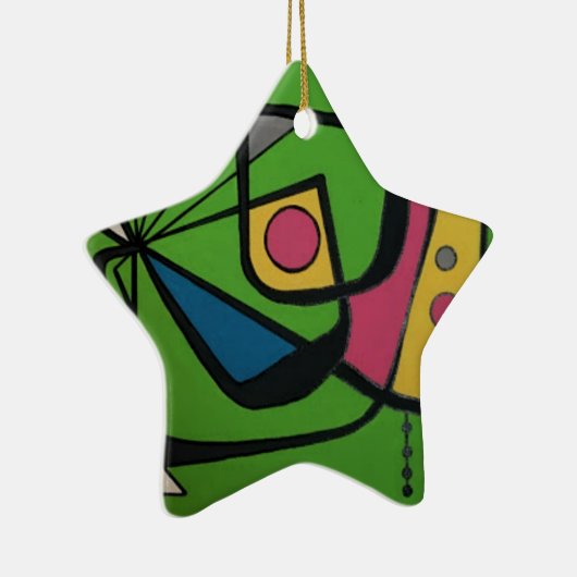 'Middeleeuwse moderne Abstracte num 4' op een Keramisch Ornament (Rechts)