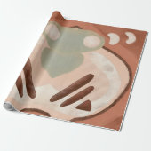 Middeleeuwse moderne Abstracte organische kunstont Cadeaupapier (Uitgerold)