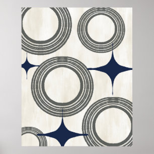 Middeleeuwse moderne Abstracte Poster-grijs blauw Poster
