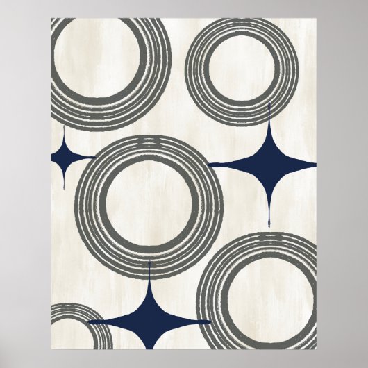Middeleeuwse moderne Abstracte Poster-grijs blauw Poster (Voorkant)