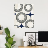 Middeleeuwse moderne Abstracte Poster-grijs blauw Poster (Thuiskantoor)