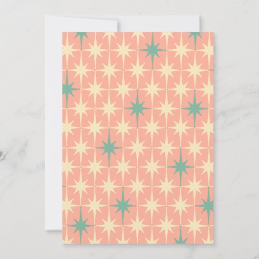 Middeleeuwse moderne Atomic Retro Roze Xmas Sterre Kaart (Achterkant)