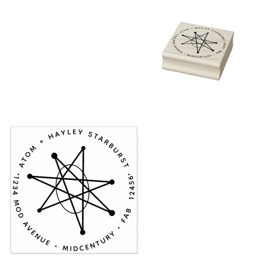 Middeleeuwse moderne Atomic Starburst Galaxy MCM Rubberstempel (Gestempeld)