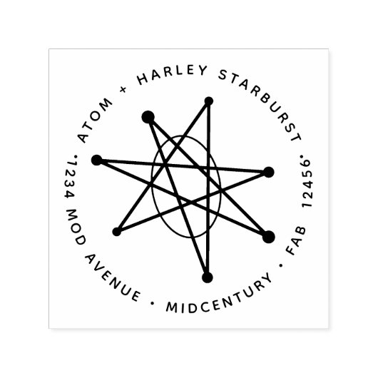 Middeleeuwse moderne Atomic Starburst Galaxy MCM Zelfinktende Stempel (Design)