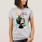 Middeleeuwse moderne atoomkat Meowy Kerstmis T-shirt (Voorkant)