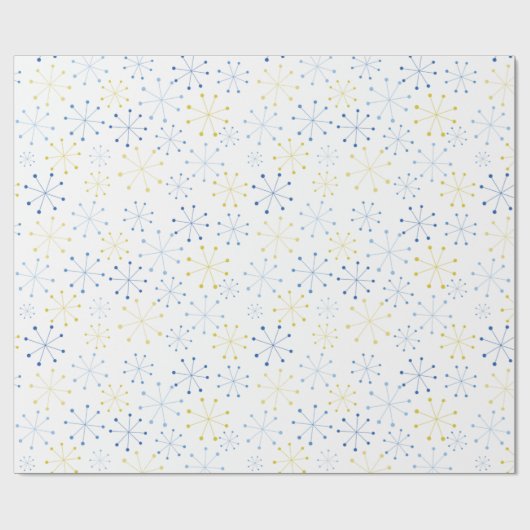 Middeleeuwse moderne atoomleeftijd Blauwe Geel Cadeaupapier (Vlak)
