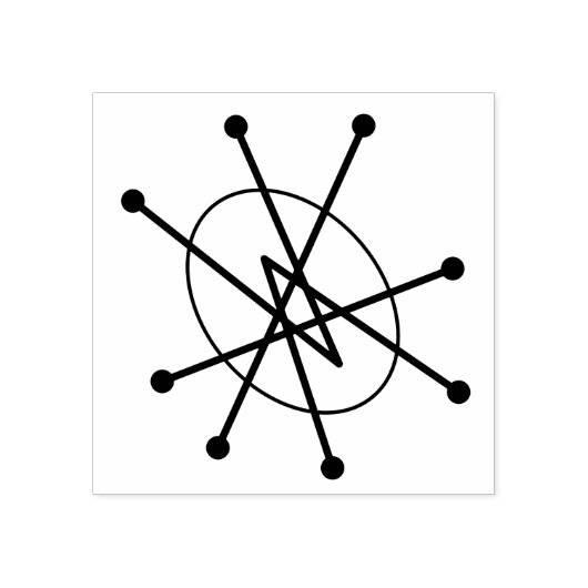 Middeleeuwse, moderne atoommolecule MCM Rubberstempel (Afrduk)