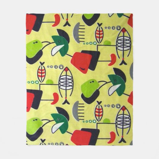 Middeleeuwse moderne atoomontwerpbriketten fleece deken (Voorkant)