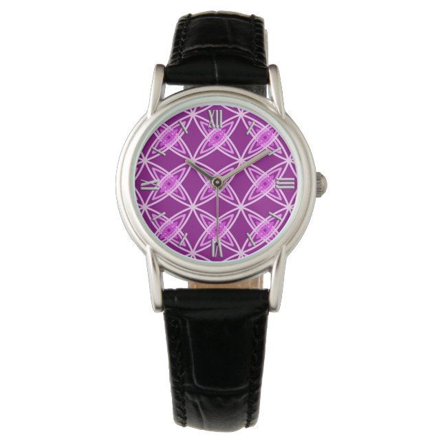 Middeleeuwse moderne atoomprinter - Amethyst Paars Horloge (Voorkant)