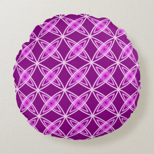 Middeleeuwse moderne atoomprinter - Amethyst Paars Rond Kussen