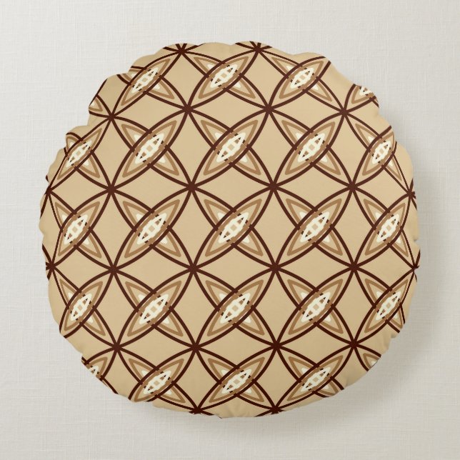 Middeleeuwse moderne atoomprinter - Camel Tan Rond Kussen (Voorkant)