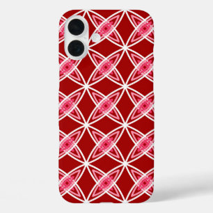 Middeleeuwse moderne atoomprinter - donkerrood iPhone 16 plus hoesje