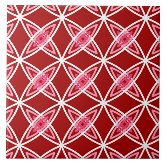 Middeleeuwse moderne atoomprinter - donkerrood tegeltje (Voorkant)