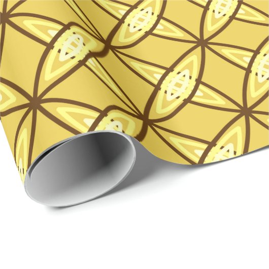 Middeleeuwse moderne atoomprinter - Mustard Gold Cadeaupapier (Rol Hoek)