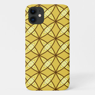 Middeleeuwse moderne atoomprinter - Mustard Gold iPhone 11 Hoesje