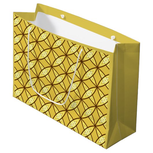 Middeleeuwse moderne atoomprinter - Mustard Gold Groot Cadeauzakje (Voorkant Gekanteld)