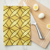Middeleeuwse moderne atoomprinter - Mustard Gold Theedoek (Quarter Fold)