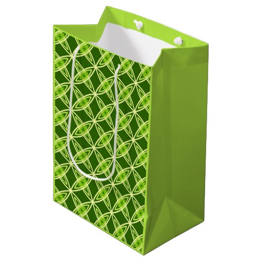 Middeleeuwse moderne atoomprinter - Olijfgroen Medium Cadeauzakje (Voorkant Gekanteld)