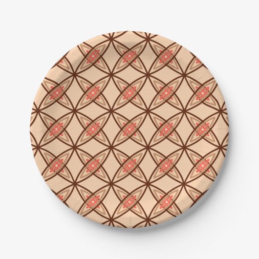 Middeleeuwse moderne atoomprinter - Pastel Peach Papieren Bordje (Voorkant)