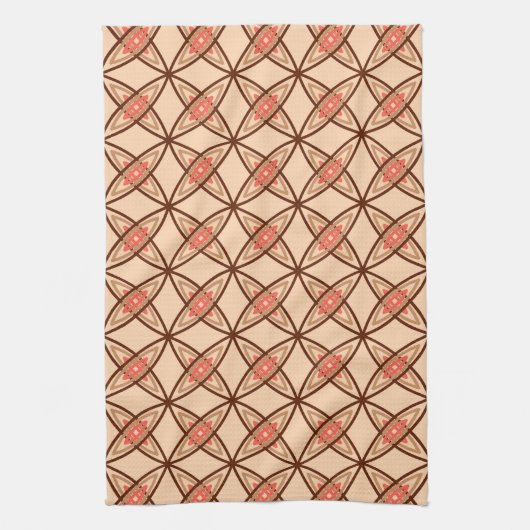 Middeleeuwse moderne atoomprinter - Pastel Peach Theedoek (Verticaal)