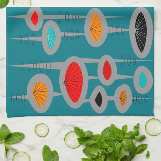 Middeleeuwse moderne atoomtechnologie theedoek (Gevouwen)