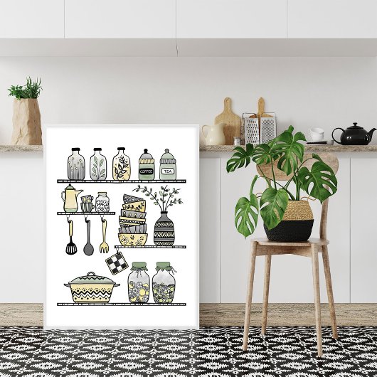 Middeleeuwse moderne boho keukenwand poster