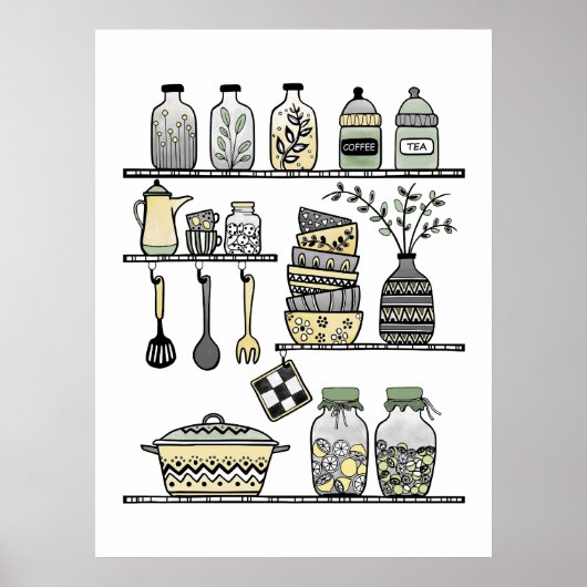 Middeleeuwse moderne boho keukenwand poster (Voorkant)