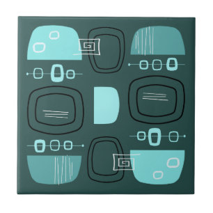 Middeleeuwse moderne Bowlen en Stenen Blauwgroen Tegeltje